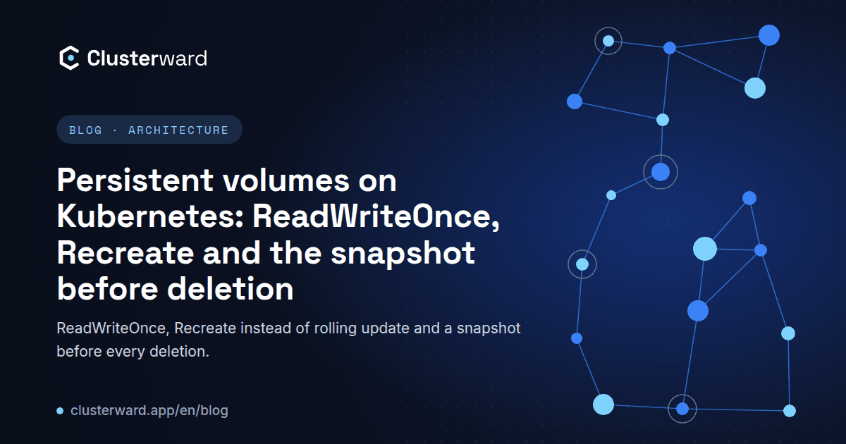 Cover image: Persistent volumes on Kubernetes: ReadWriteOnce, Recreate and the snapshot before deletion