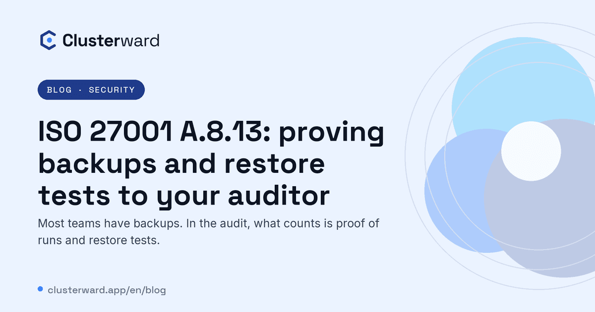 Cover image: ISO 27001 A.8.13: proving backups and restore tests to your auditor